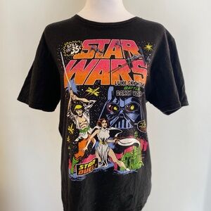 Star Wars Black Graphic T-Shirt Size Medium – 100% Cotton - Bright Logo Tee
